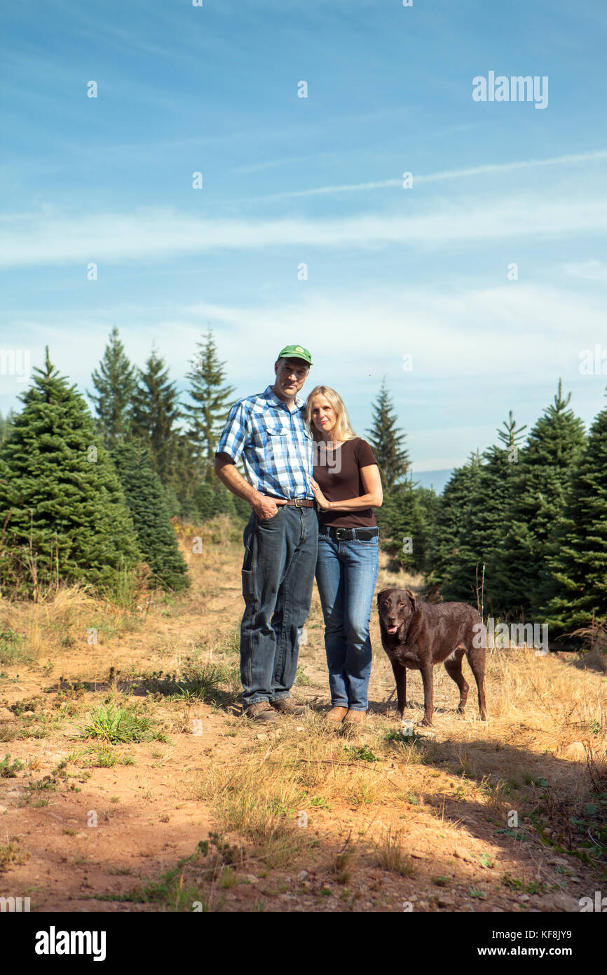 USA, Oregon, Corbett, Trout Creek Tree Farm, owners Terri Barnes and