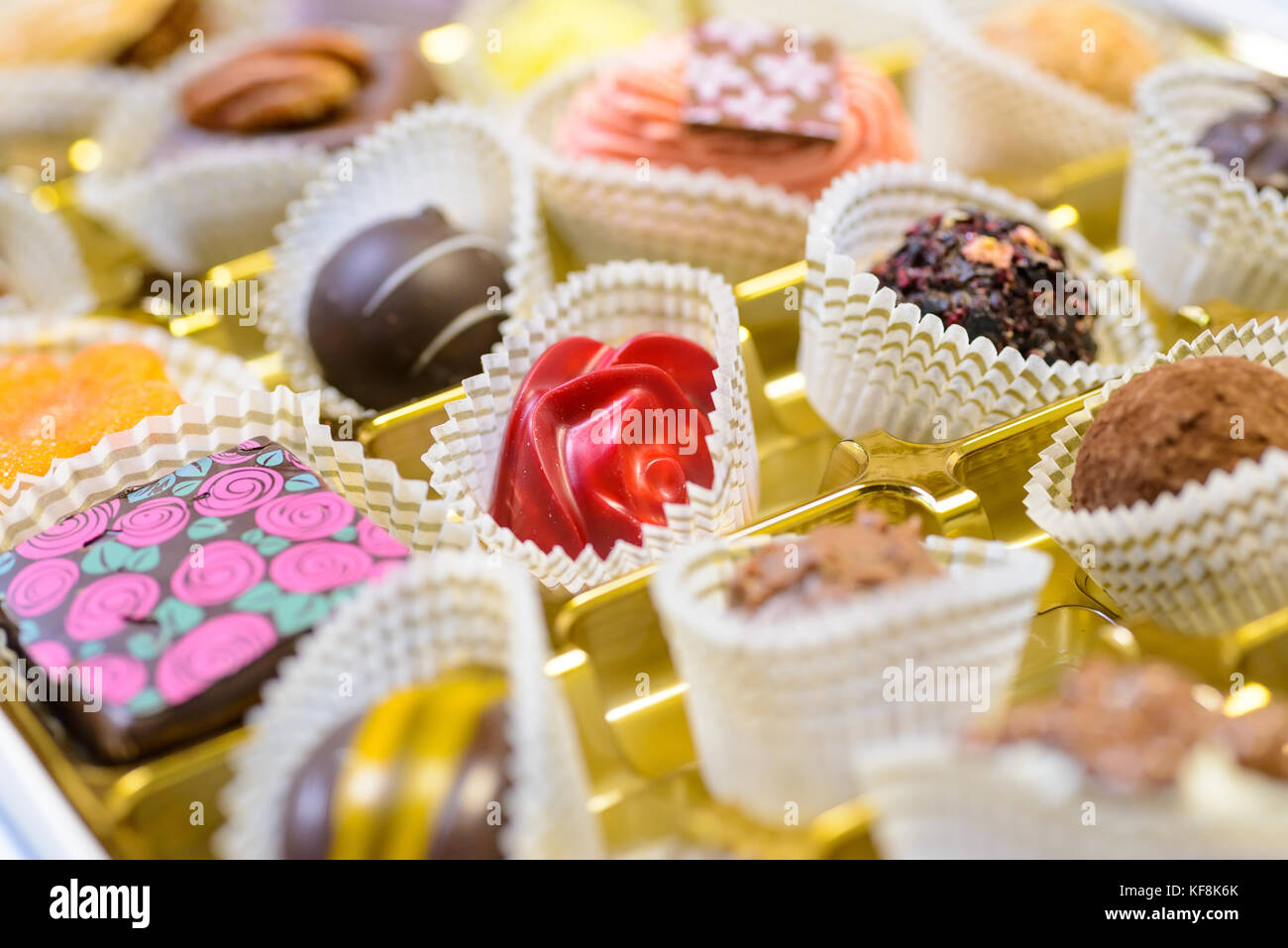 Chocolates in a box Stock Photo Alamy