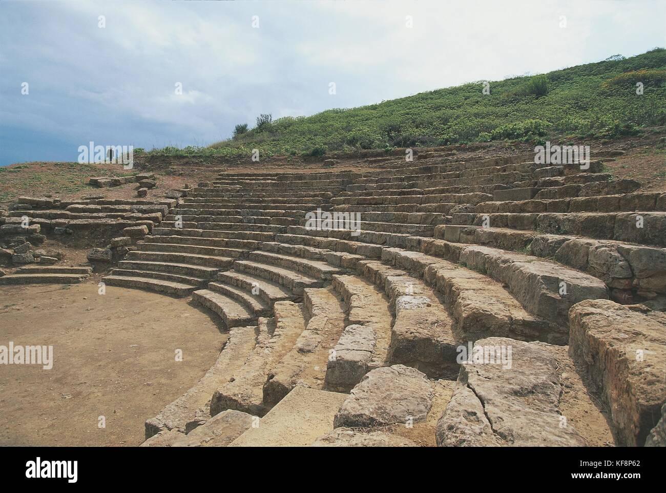 Sicily, Morgantina (En), the ruins of the greek theater. Stock Photo