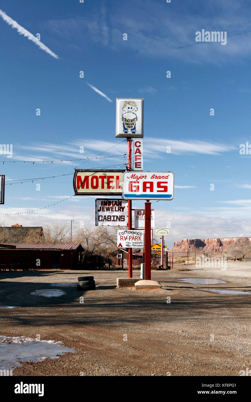 USA, Utah, Bluff, roadside gas station and RV park Stock Photo Alamy