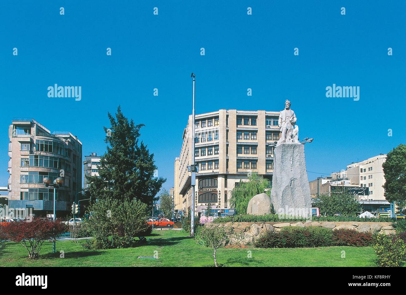 Iran, Tehran. Ferdowsi Square with the monument to the Persian poet