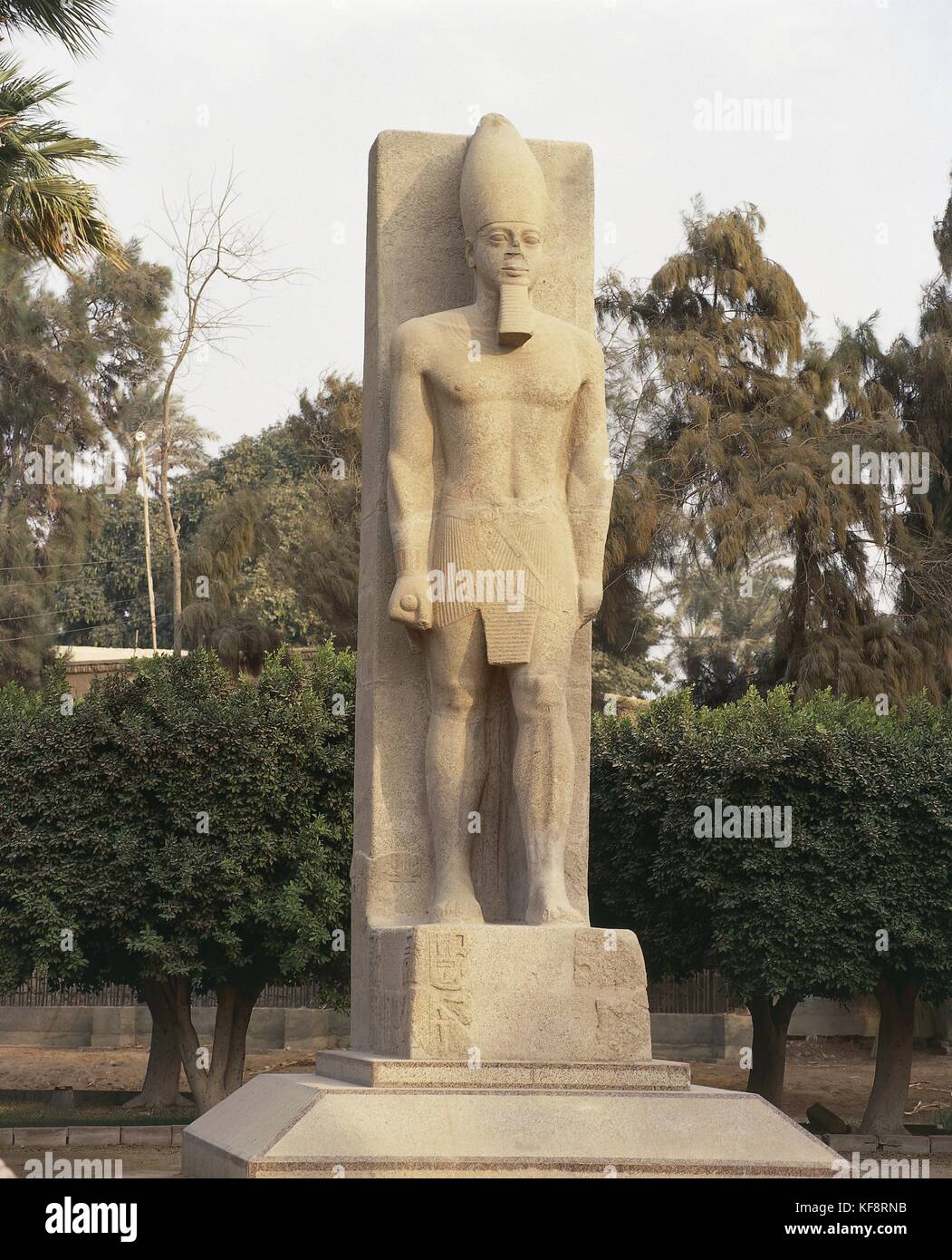Egypt, Cairo, Ancient Memphis (UNESCO World Heritage List, 1979). Statue of Pharaoh king, 25th Dynasty, in temple of Ptah Stock Photo