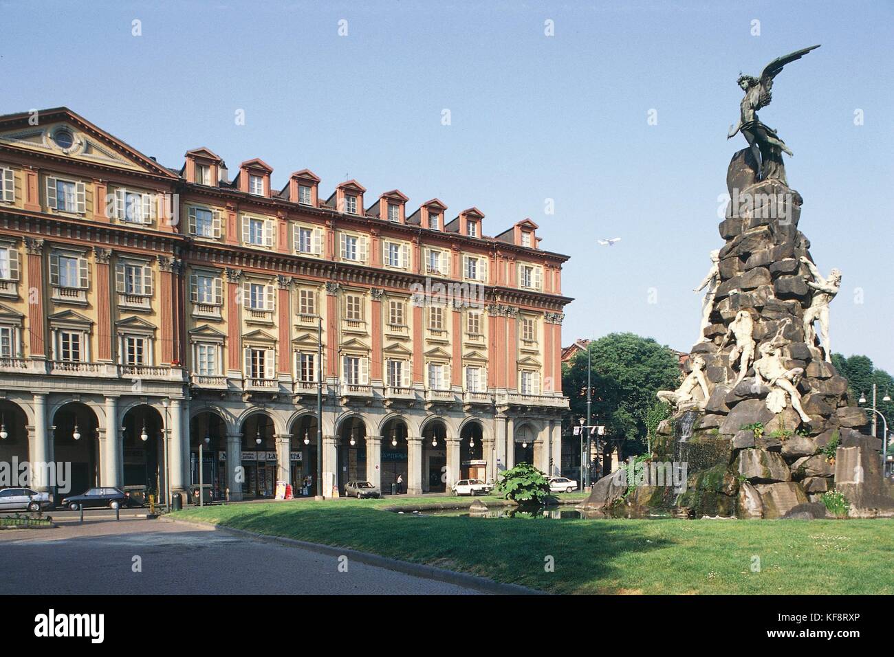 Italy, Piedmont Region,Turin, Statuto Square, Monument to the Frejus Tunnel Stock Photo