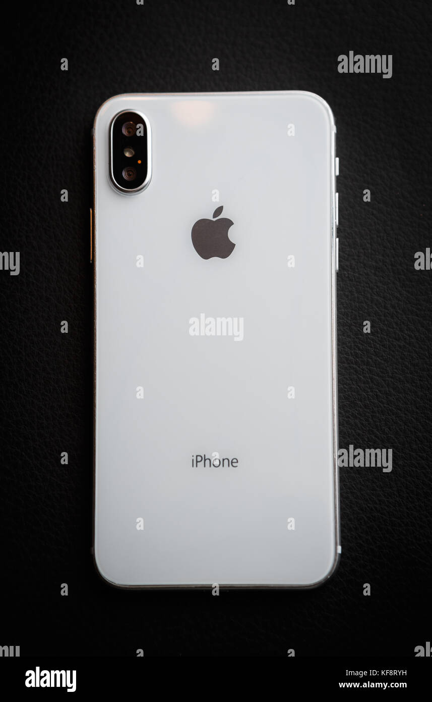 New Iphone X Model Close Up Modern Iphone 10 Smart Phone Model Trendy Mobile Device White Apple Iphone Mobile Phone With Big Screen And Dual Camera Stock Photo Alamy