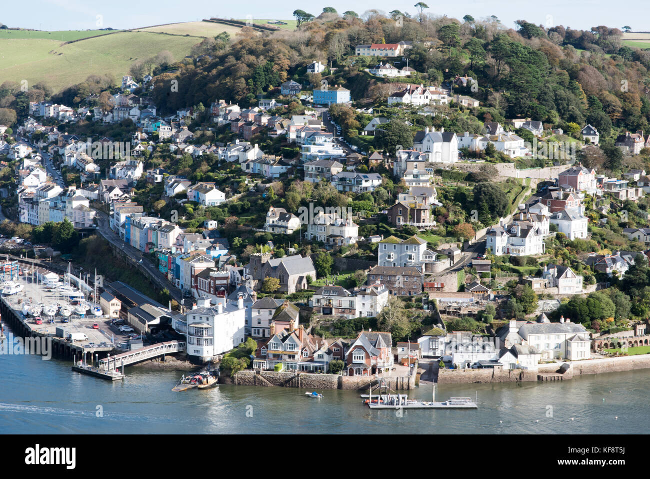 View looking down on Kingswear, on the River Dart in Devon, England, UK Stock Photo