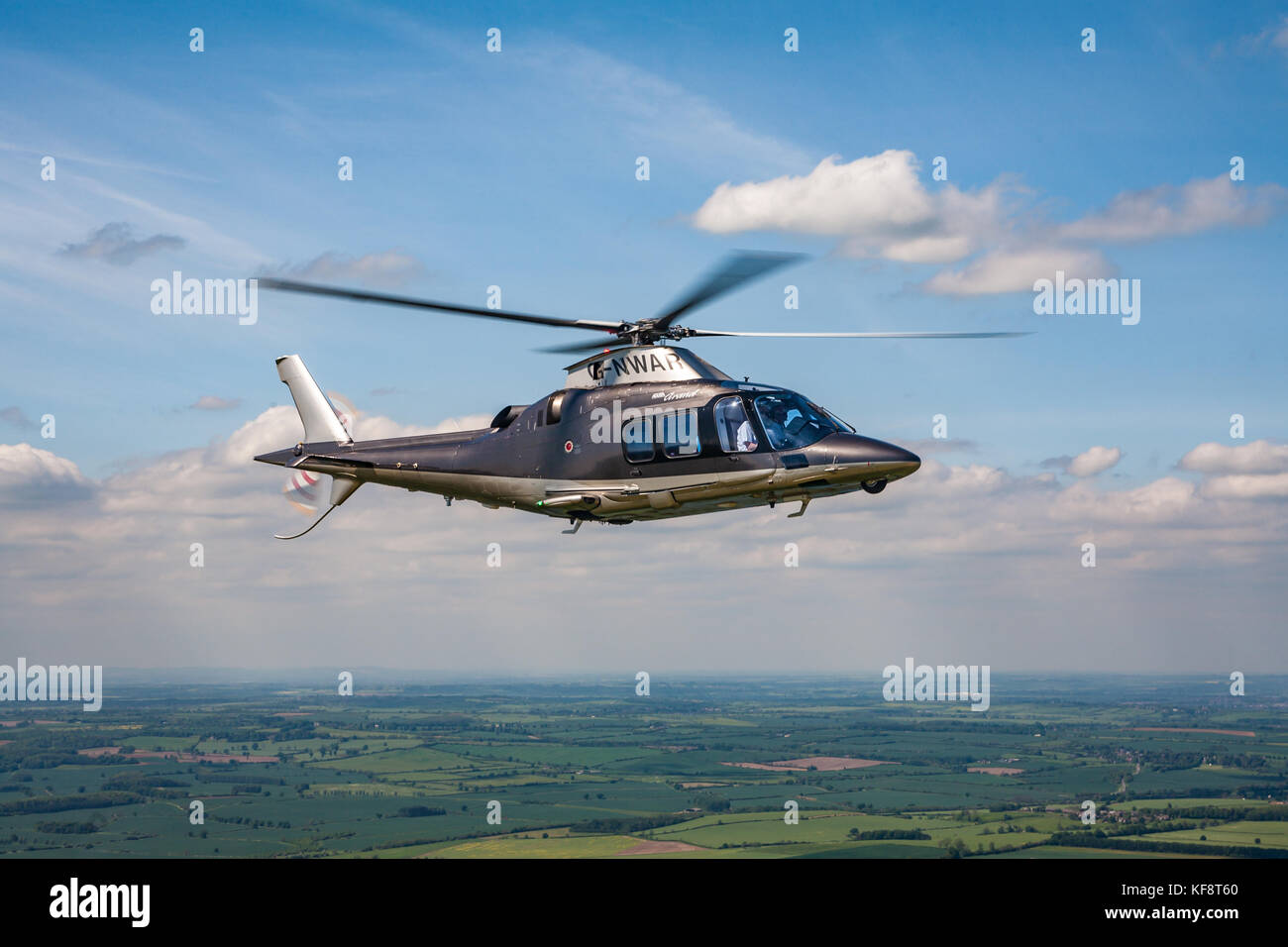 Air to Air Photographs of Helicopters shot over the Northamptonshire Countryside Stock Photo