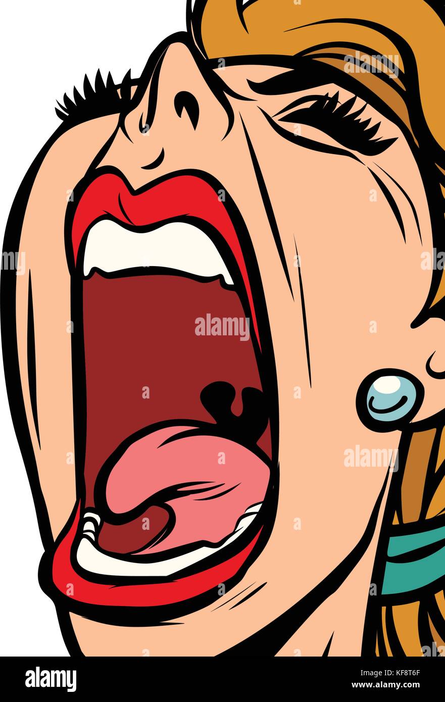 woman screaming, isolated on white background Stock Vector