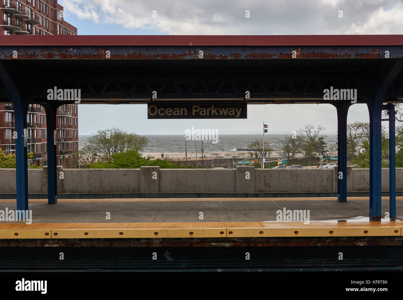 Ocean Parkway subway station with a view of the ocean in Brooklyn New