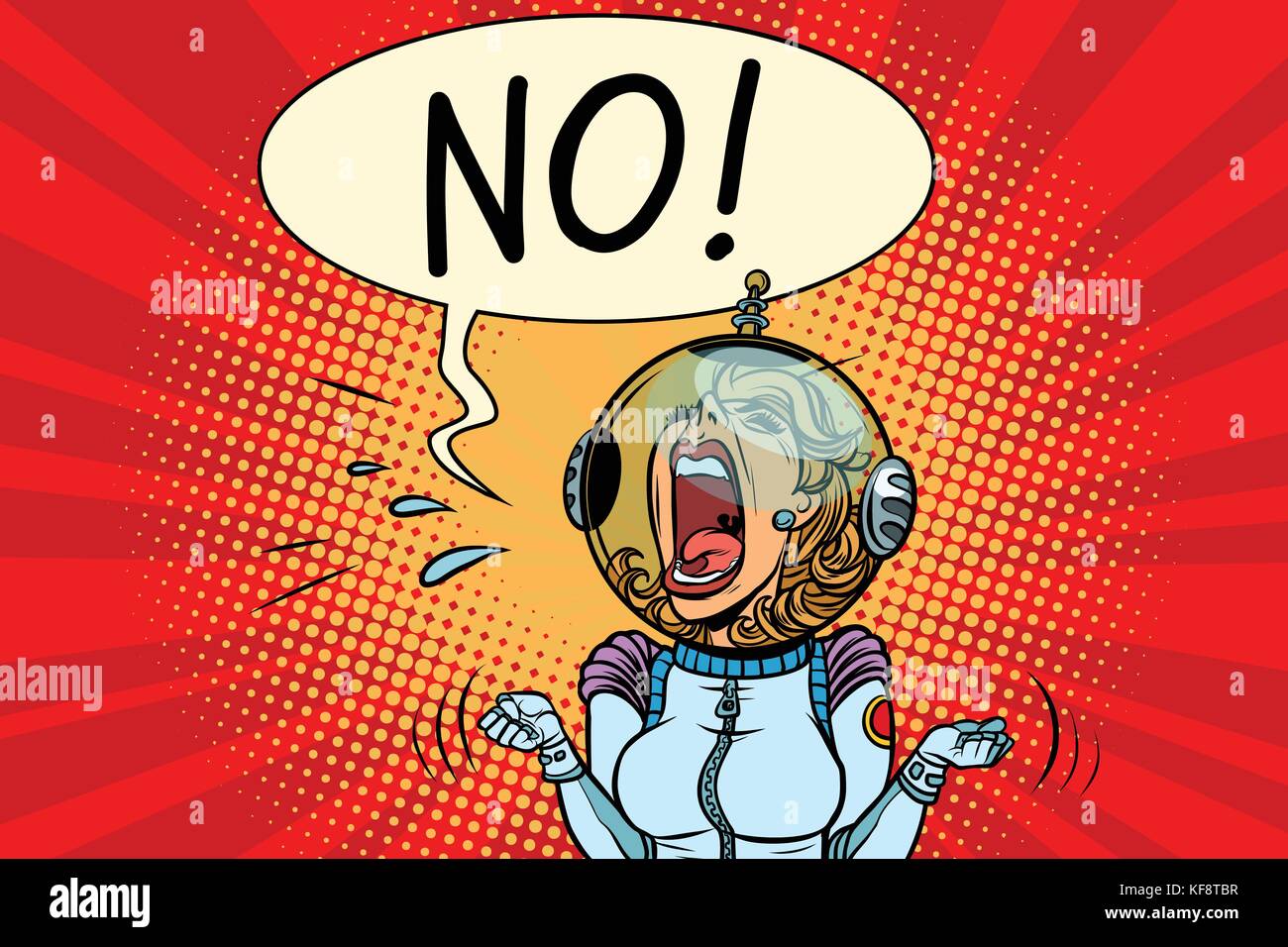 No screaming girl astronaut Stock Vector