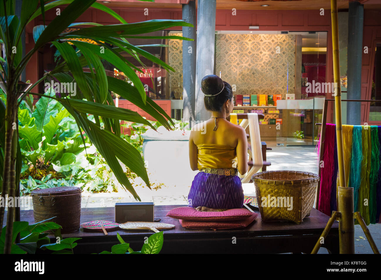 Asian and weaver woman in Bangkok, Thailand - demonstration of old ...
