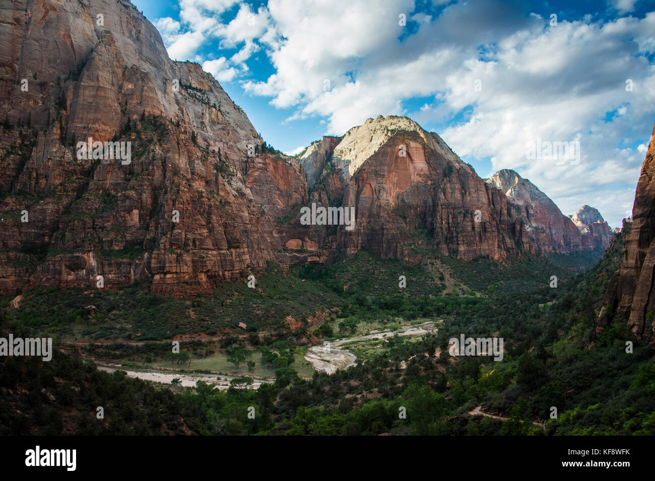Overlook over the cliffs of the Zion national Park and the Angel´s ...