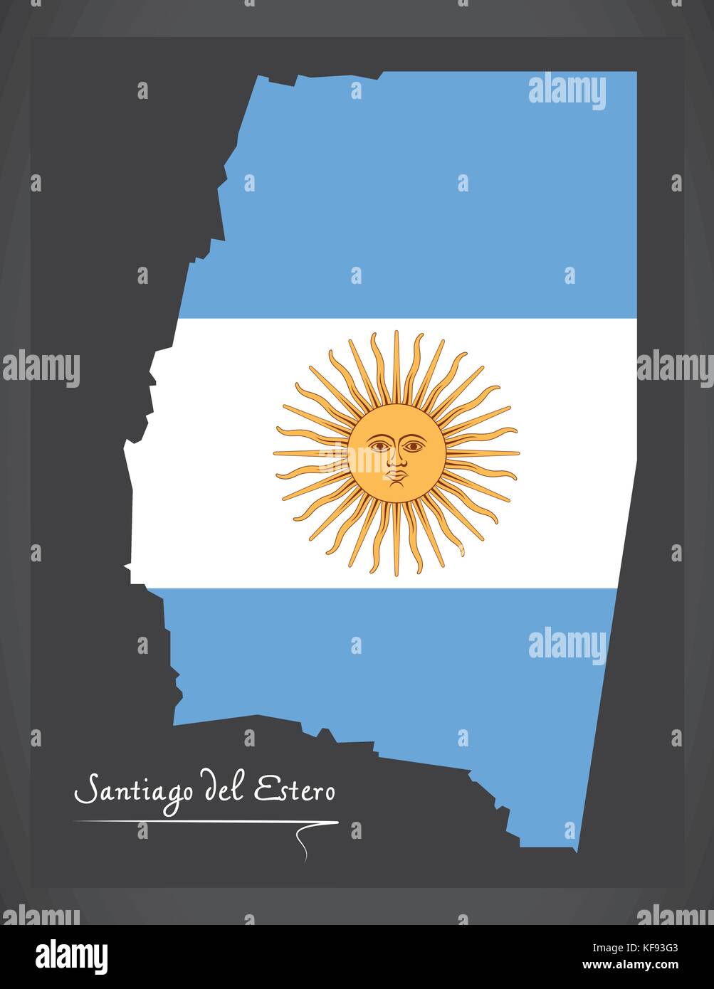 Santiago del Estero map of Argentina with Argentinian national flag illustration Stock Vector