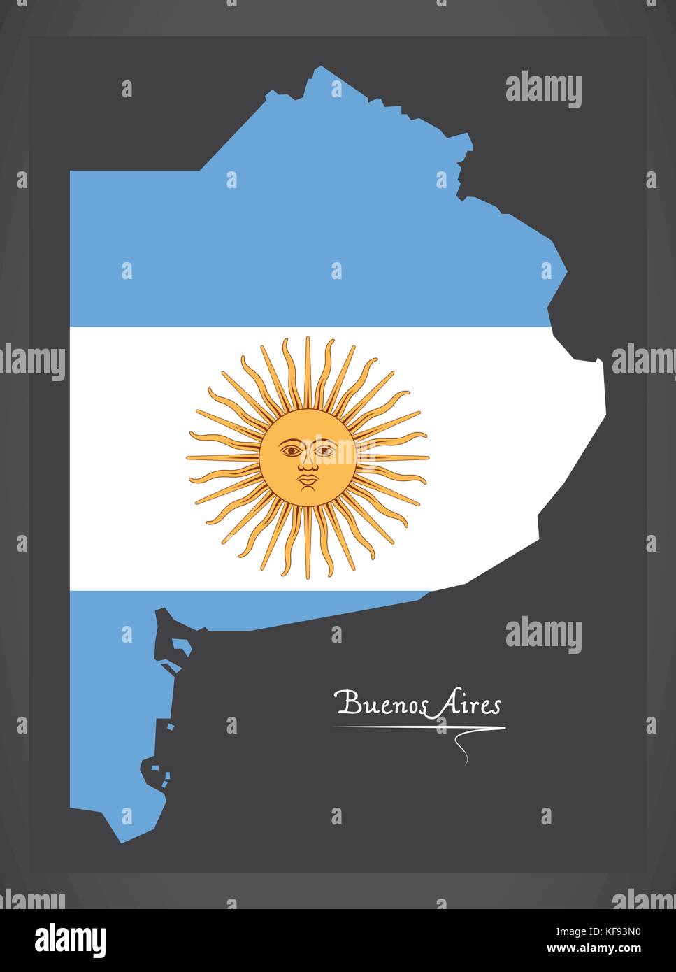 Buenos Aires map of Argentina with Argentinian national flag illustration  Stock Vector Image & Art - Alamy