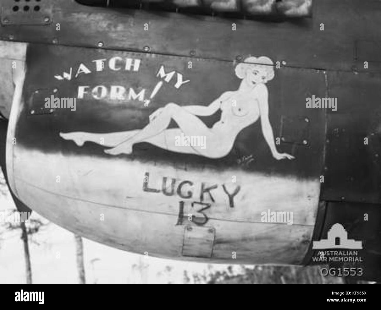 78 Squadron RAAF Kittyhawk nose art New Guinea 1944 AWM OG1553 Stock Photo
