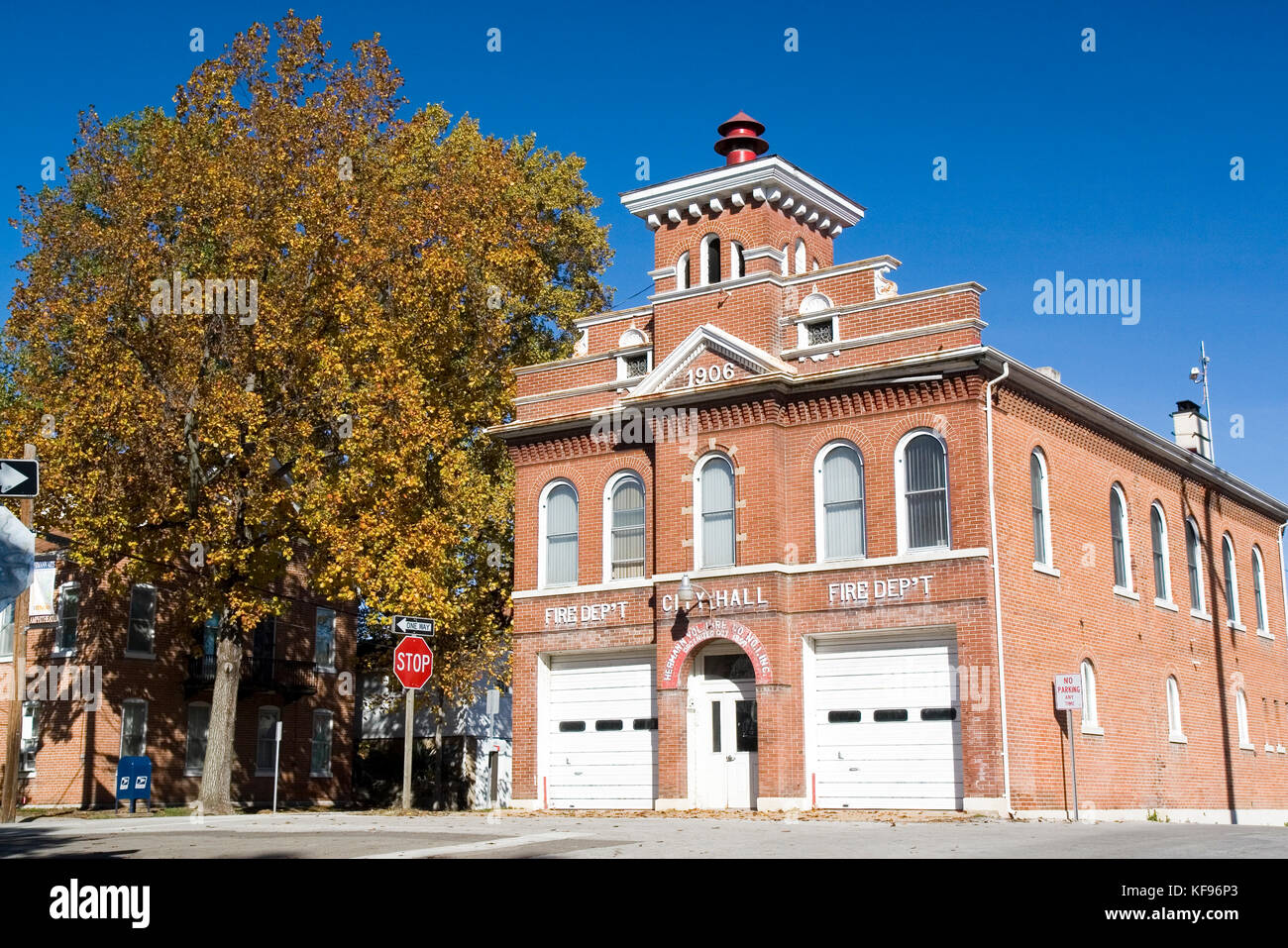 Missouri MO USA, Fire department and city hall of Hermann, MO Stock