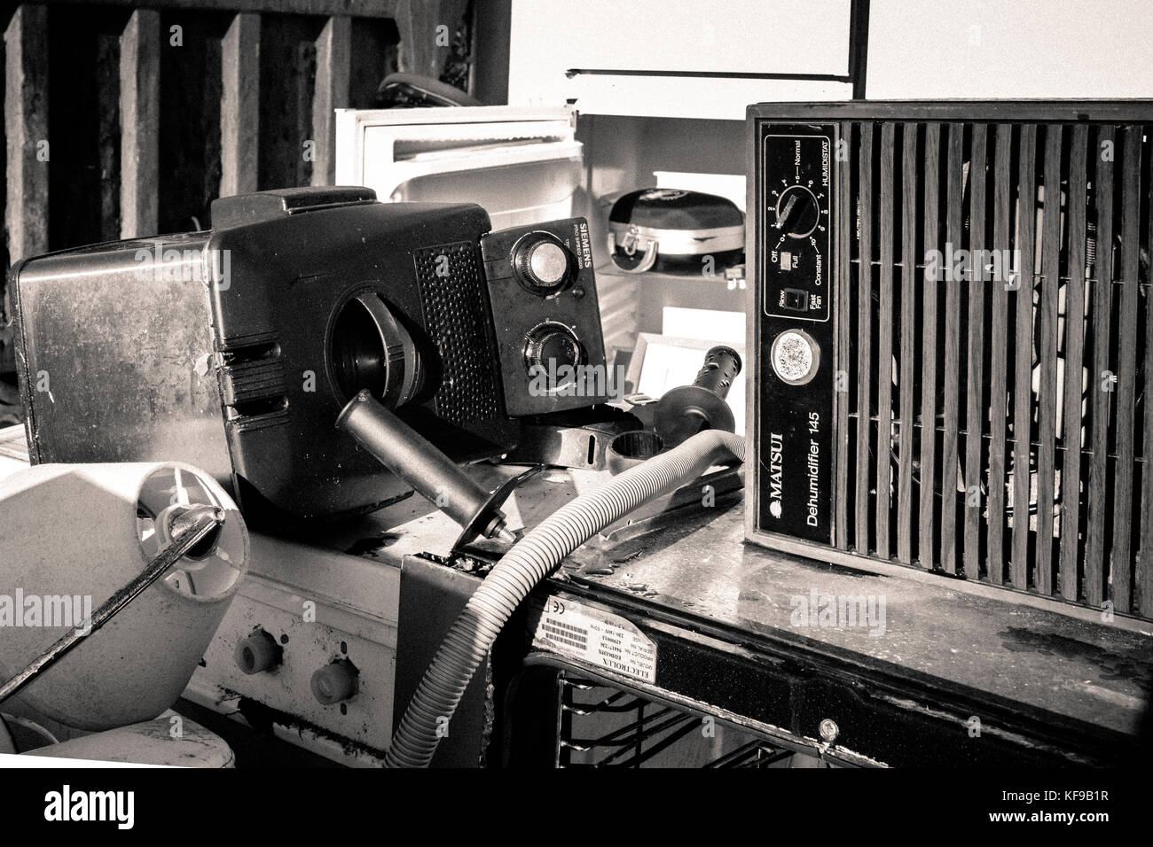 Broken electrical and white goods in recycling center, Ireland Stock
