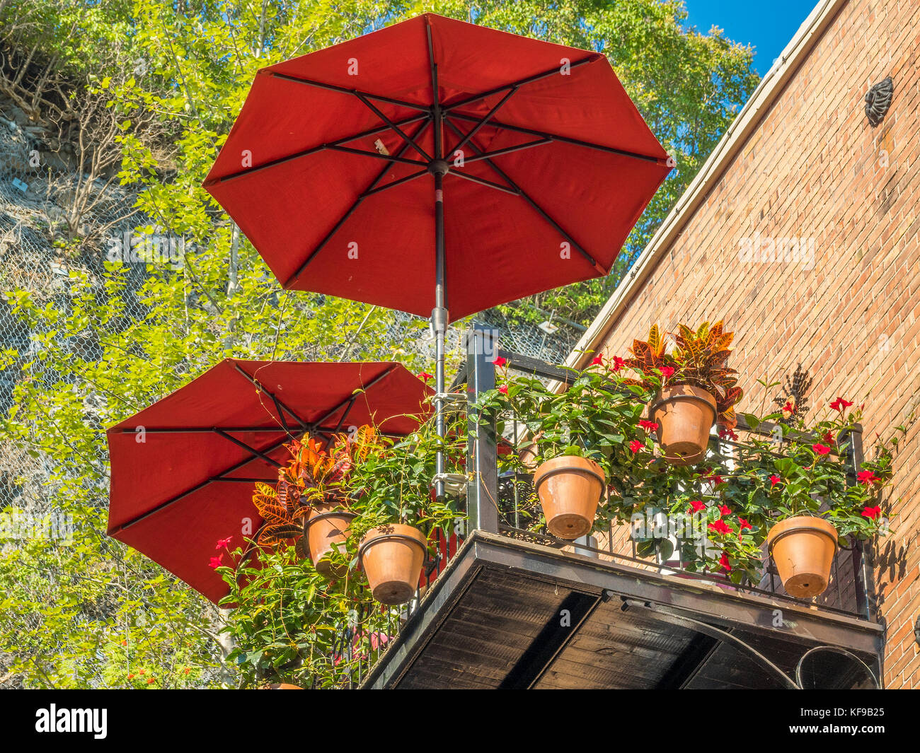 A Colourful Balcony In The Old Town, Quebec City, Canada Stock Photo