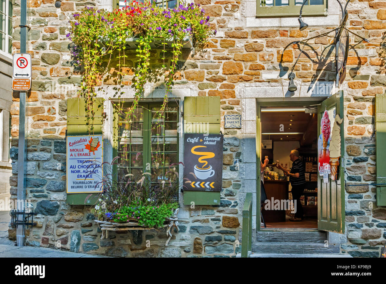 Restaurant On The  Street  Old Town,Quebec City, Canada Stock Photo