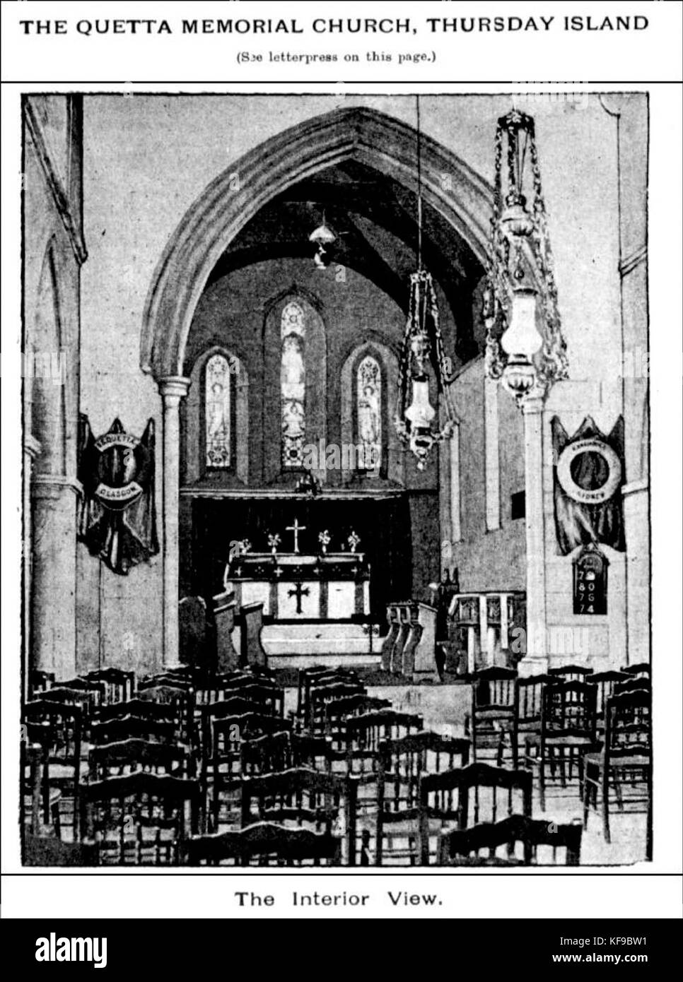 Interior of Quetta Memorial Church, Thursday Island, 1895 Stock Photo ...