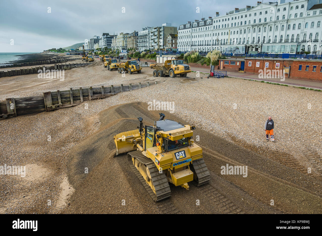 Coastal defence management on Eastbourne beach Stock Photo Alamy