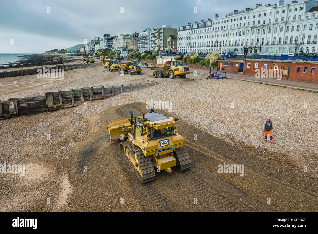Coastal defence management on Eastbourne beach Stock Photo Alamy