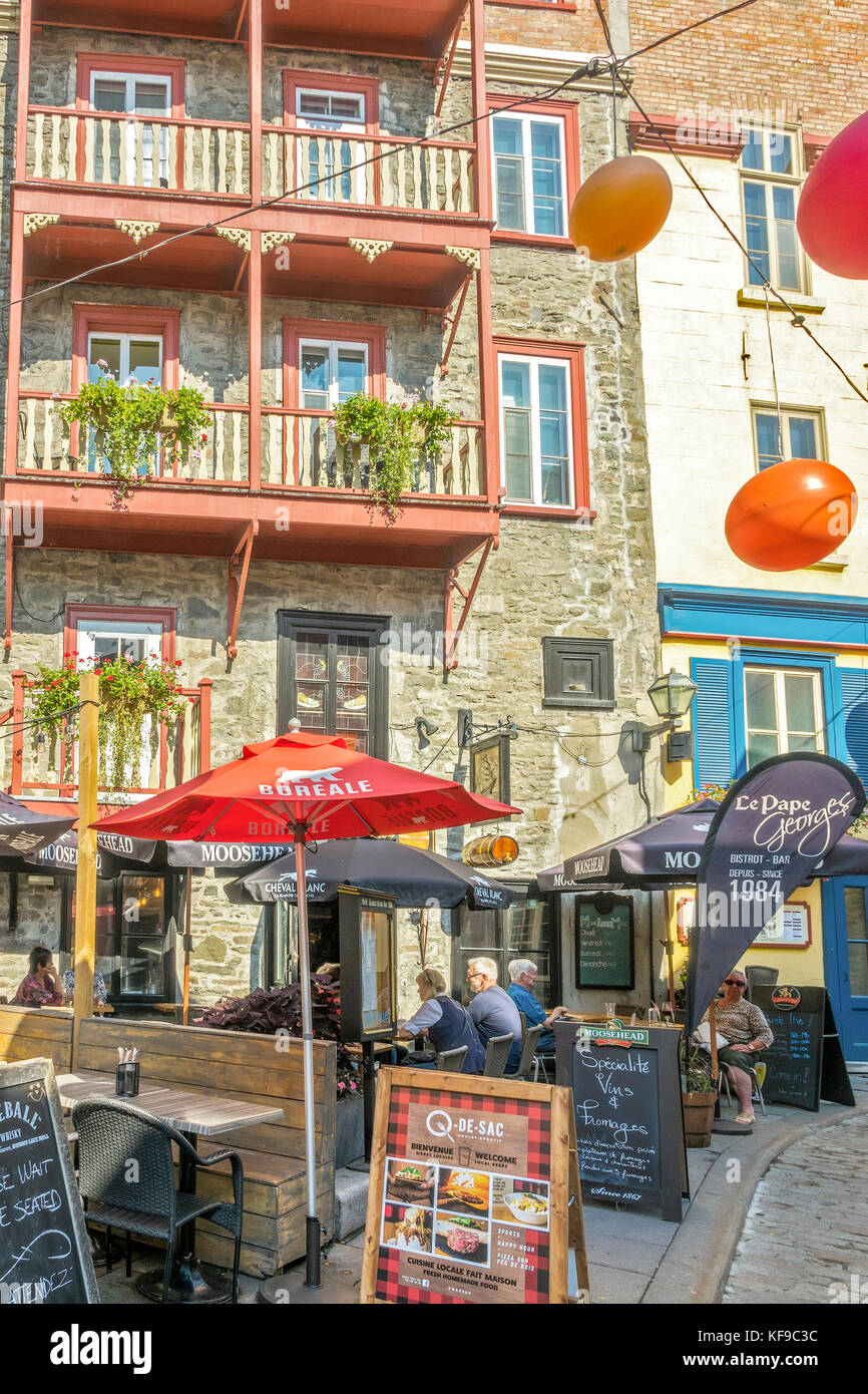 A Quite Bar In The Street, Quebec City, Canada Stock Photo