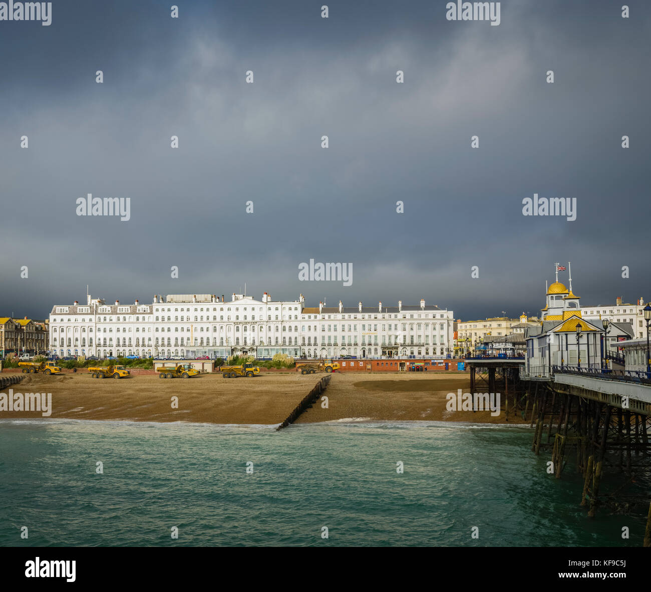 Coastal defence management on Eastbourne beach Stock Photo Alamy