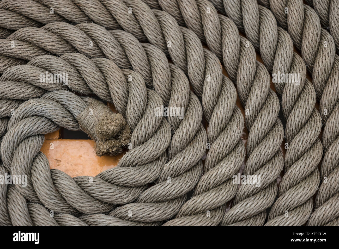 Rope coil om HMS Warrior, Portsmouth, UK. Stock Photo