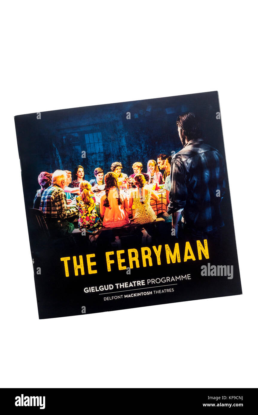 Programme for the 2017 Royal Court production of The Ferryman by Jez Butterworth at the Gielgud Theatre. New cast. Stock Photo