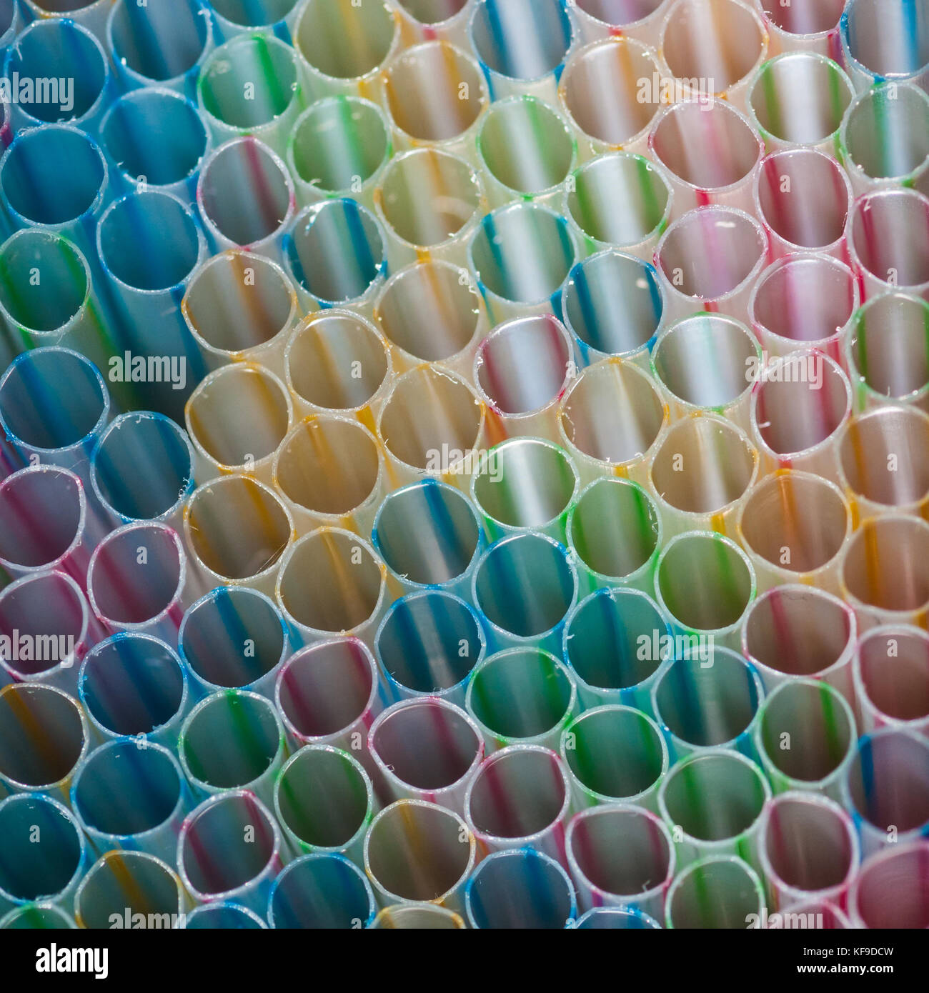 A macro shot of a collection of drinking straws. Stock Photo