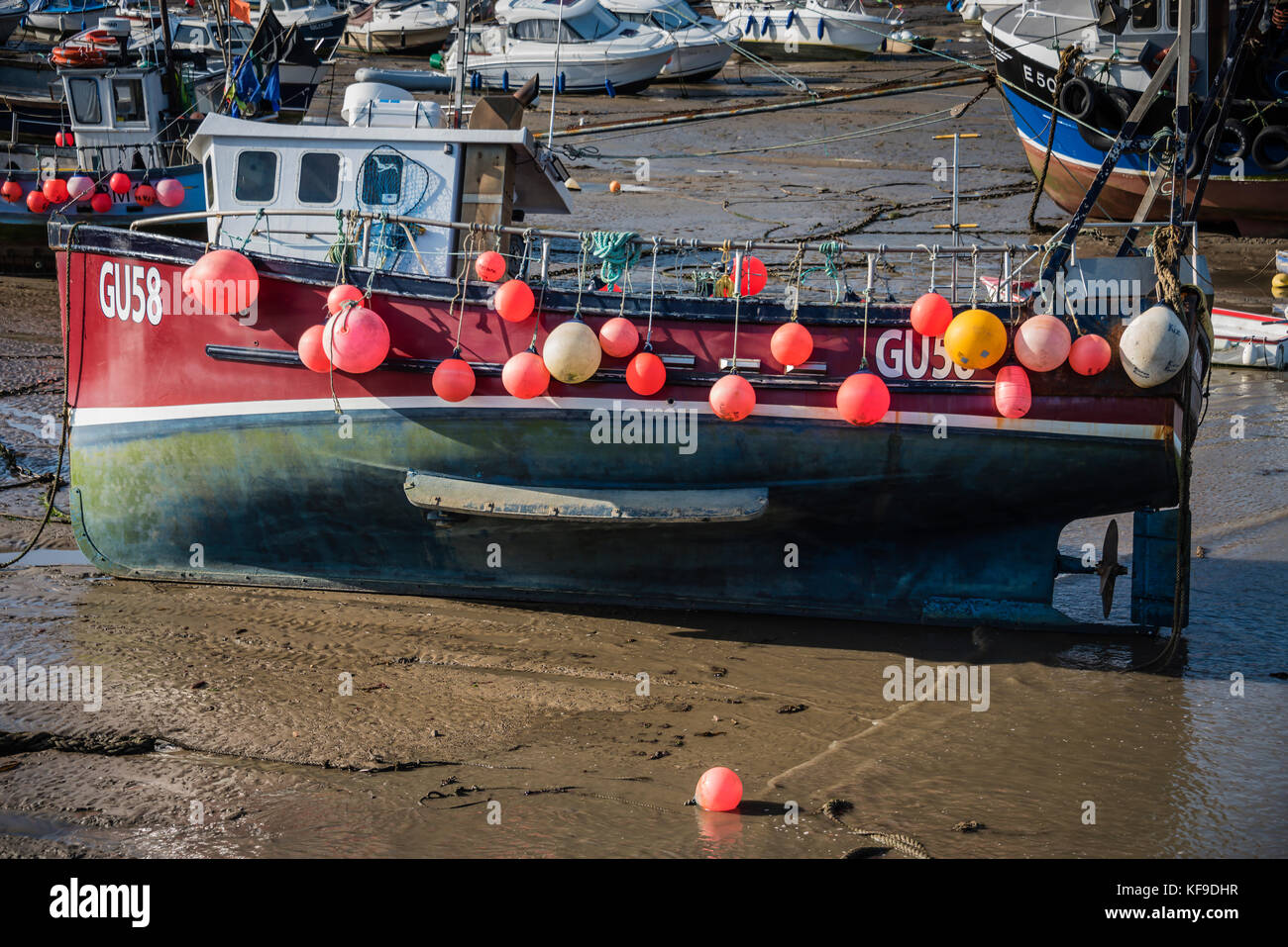 Coloured buoys on fishing boat, Lyme Regis, UK Stock Photo Alamy