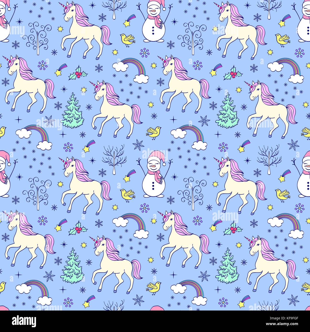 pattern with unicorns and other elements Stock Vector Image & Art - Alamy