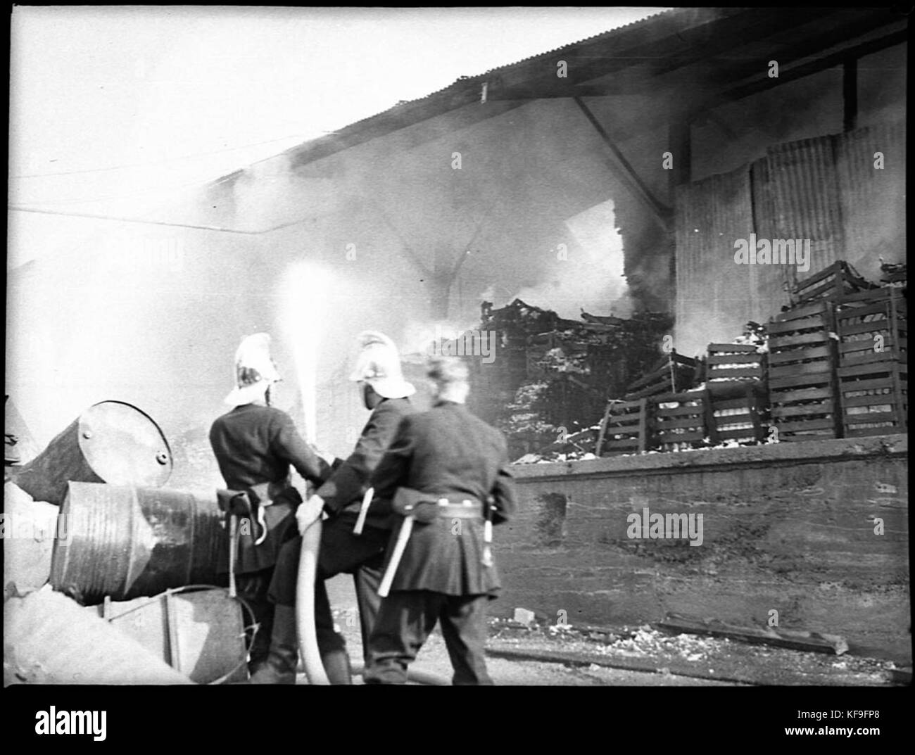 24086 Fire at glass works Stock Photo