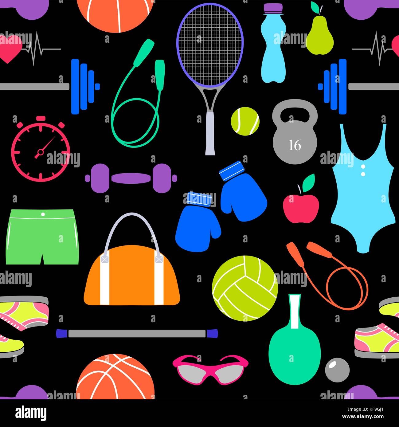 pattern with fitness equipment Stock Vector Image & Art - Alamy