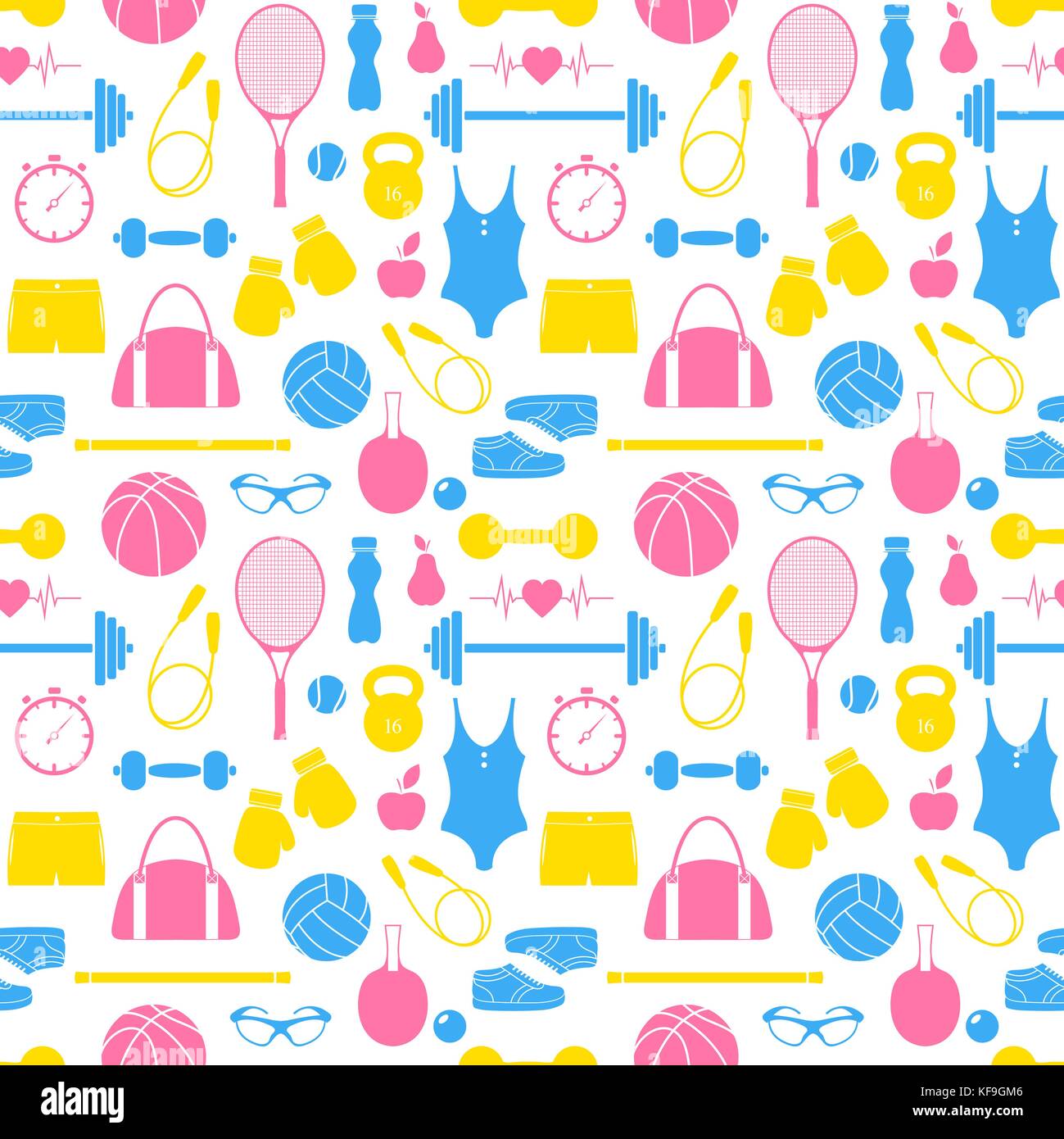 Pattern Exercise Gym pattern with fitness equipment Stock Vector Image & Art - Alamy