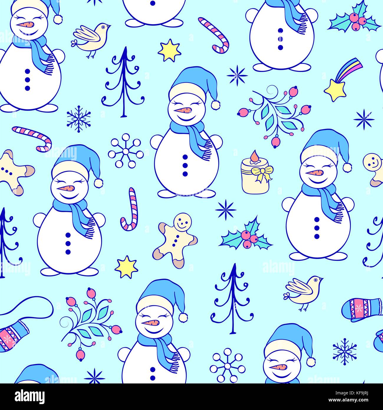 Seamless pattern with snowmen Stock Vector Image & Art - Alamy