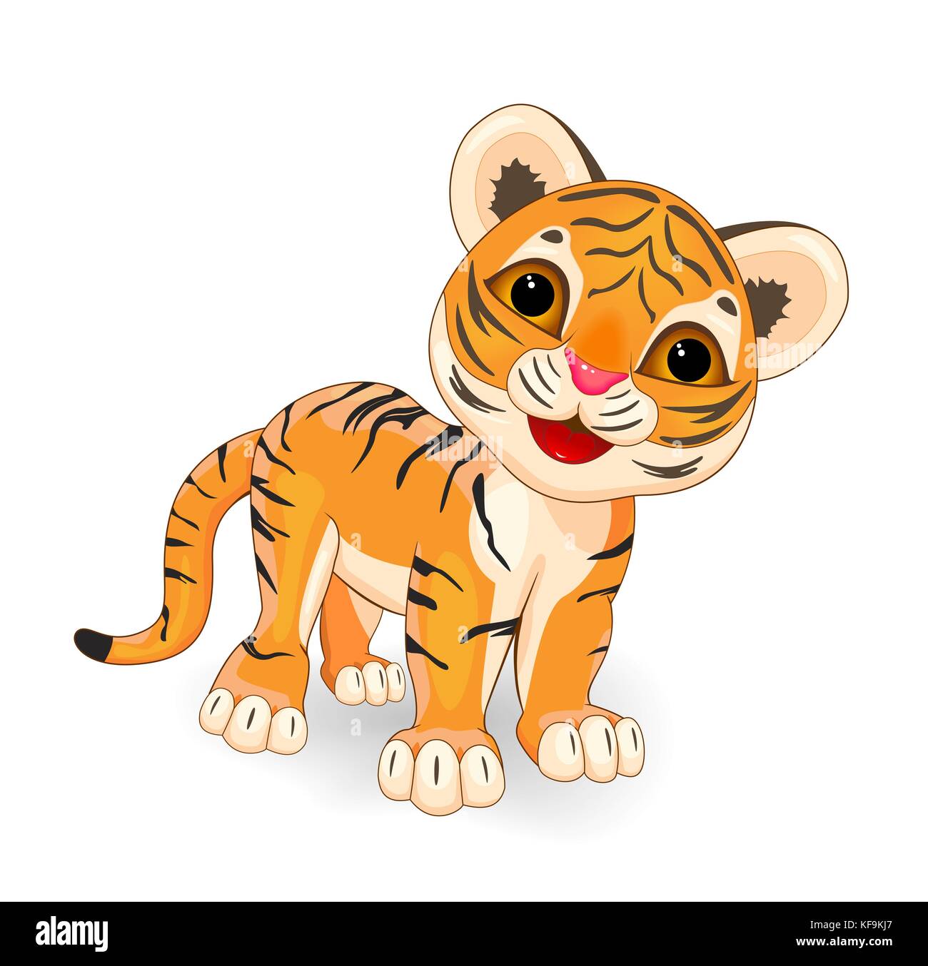 Cute tiger. Cartoon little tiger cub on a white background Stock Vector  Image & Art - Alamy