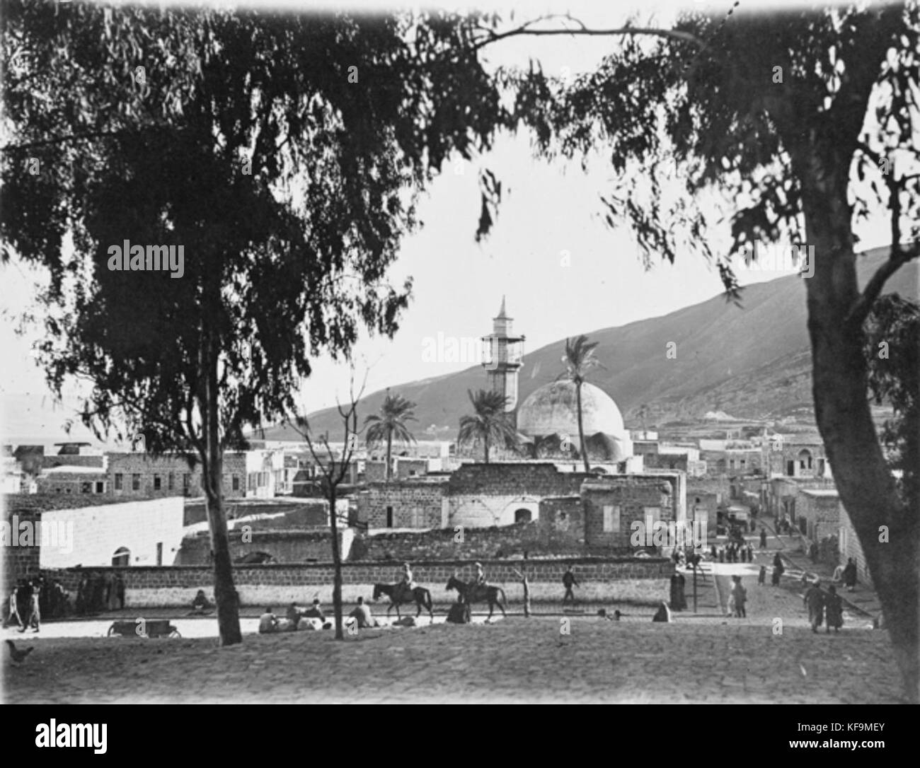 This general view shows the city of Tiberias during the Ottoman Empire