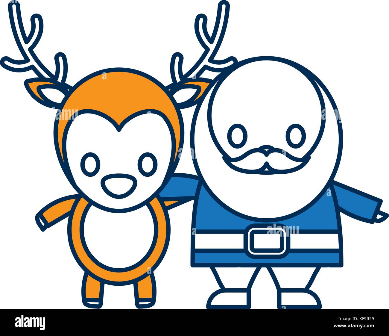 santa claus and deer icon over white background vector illustration ...