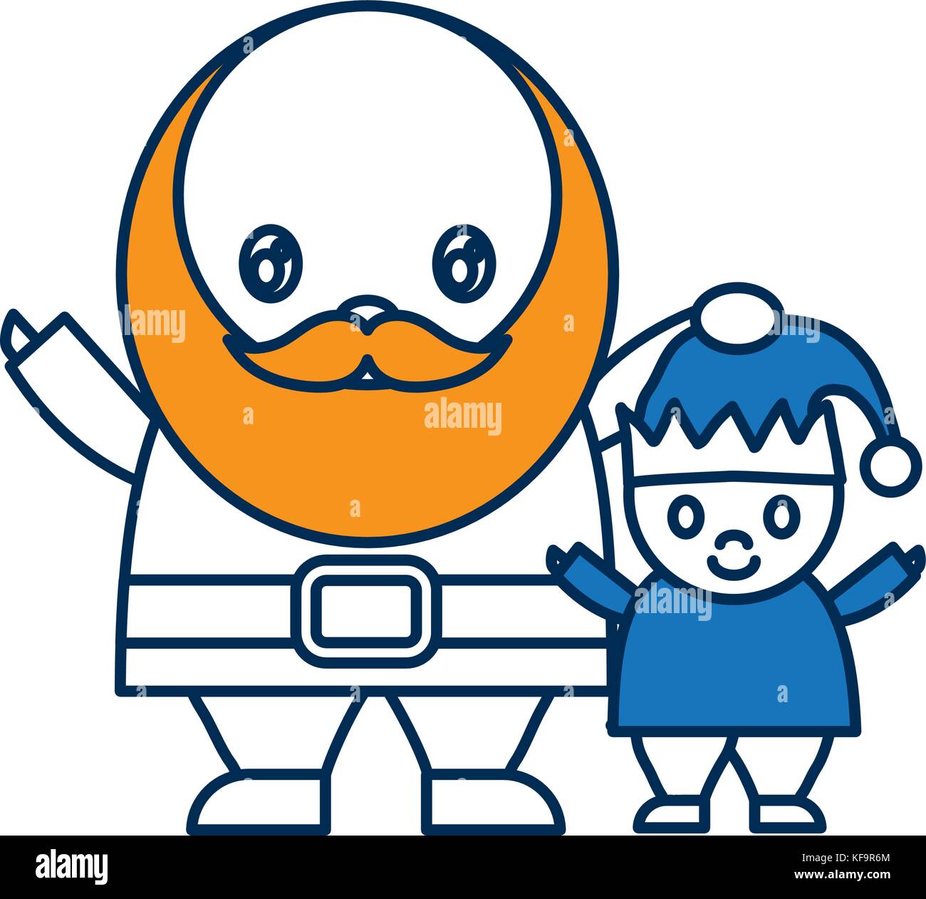 santa claus and santa helper icon over white background vector ...