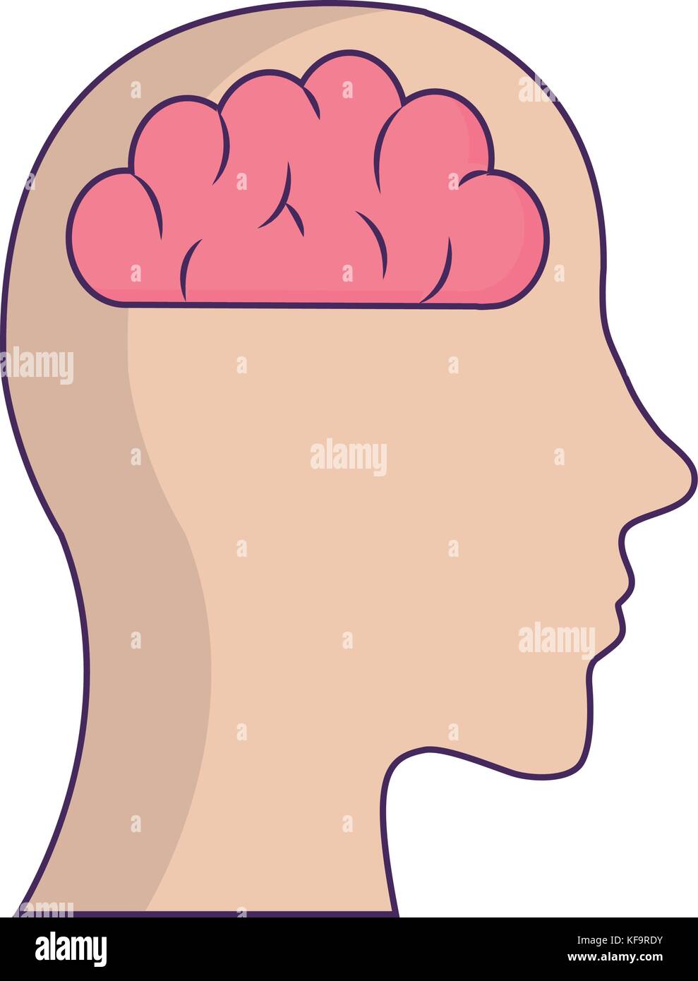 head with human brain icon over white background vector illustration ...