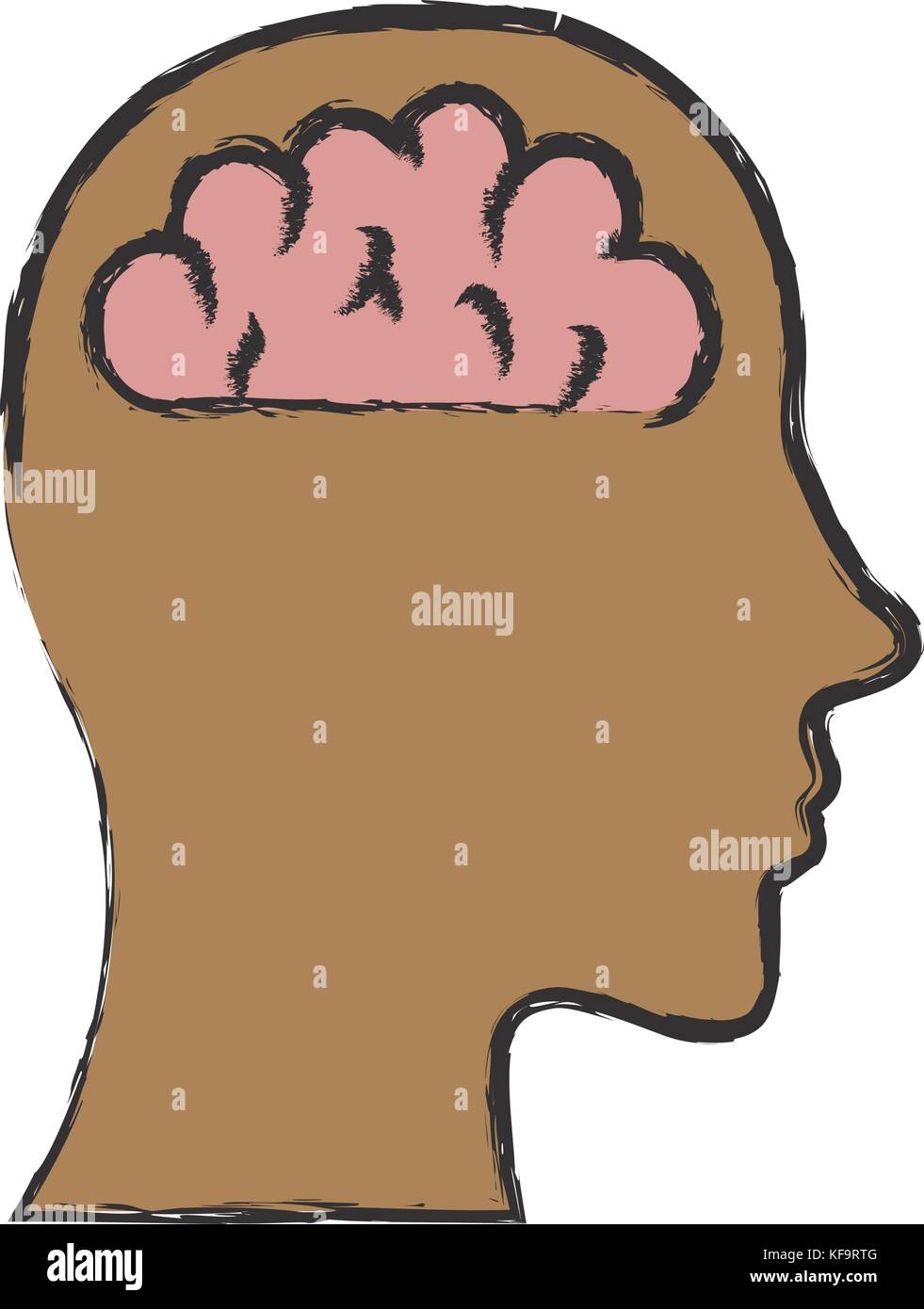 head with human brain icon over white background vector illustration ...