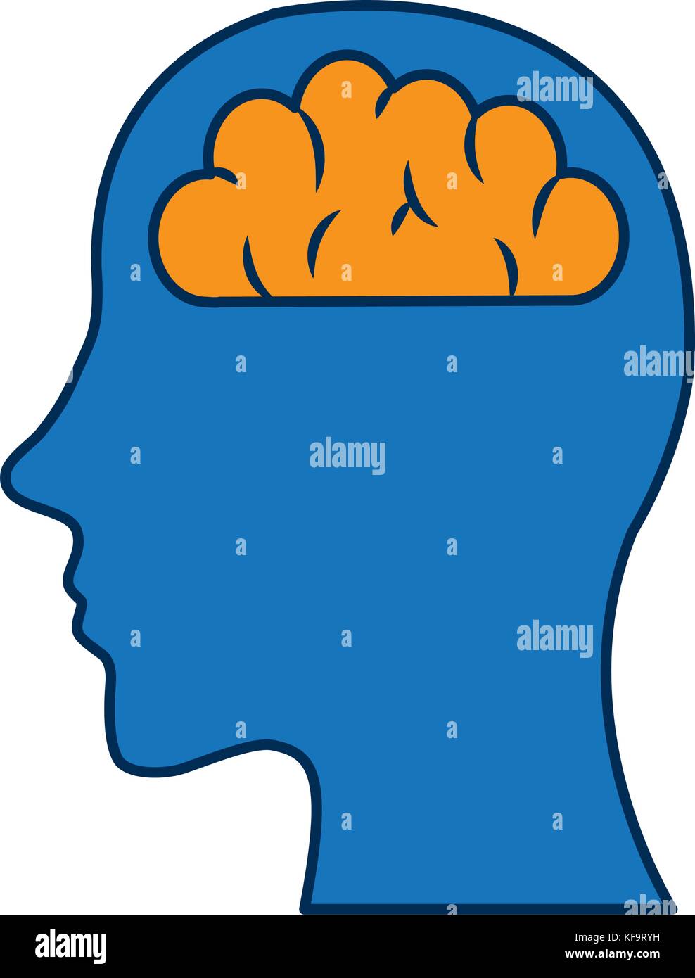 head with human brain icon over white background vector illustration ...