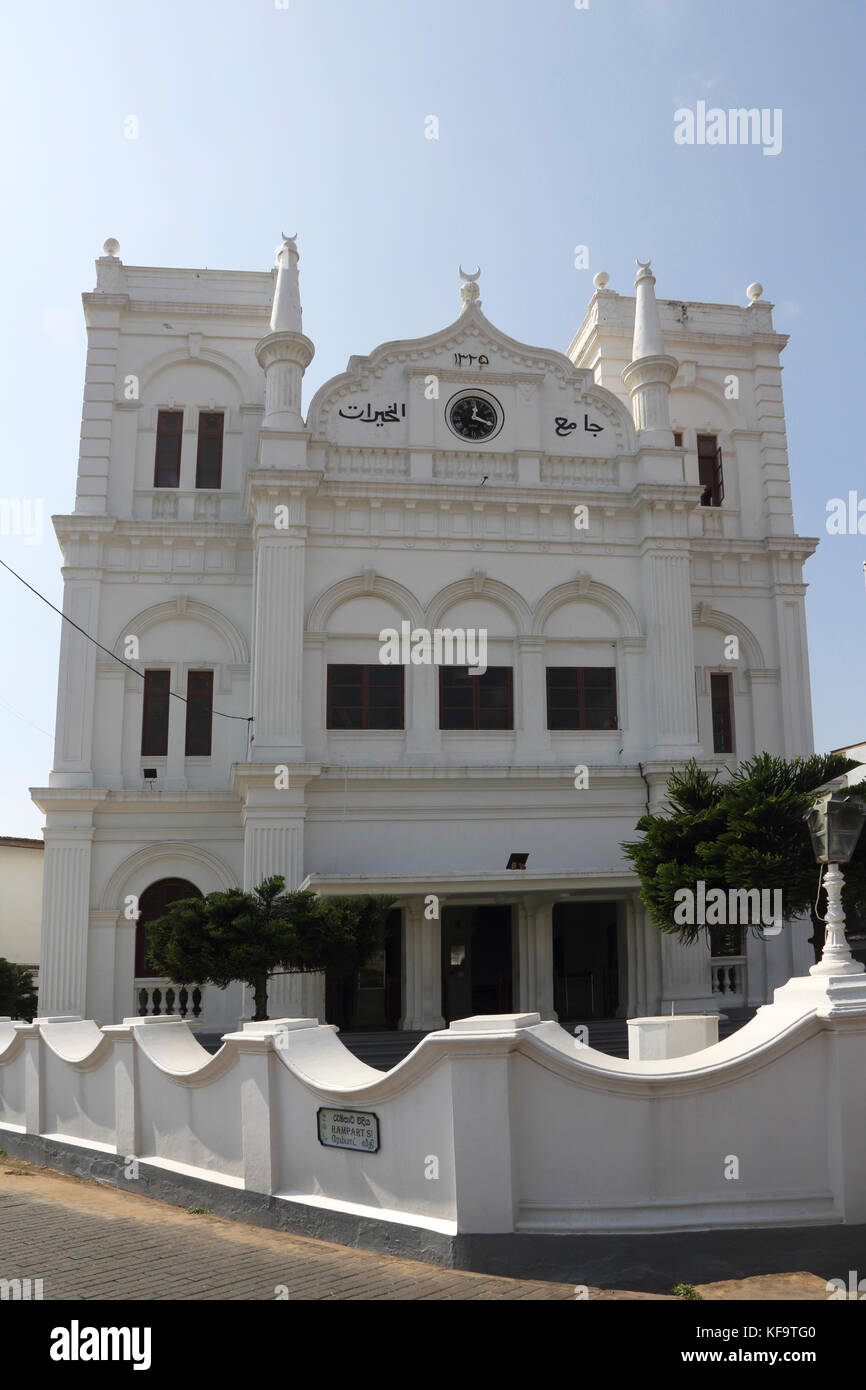 Galle Fort Galle Southern Province Sri Lanka Rampart Street Meeran Jumma Mosque Stock Photo