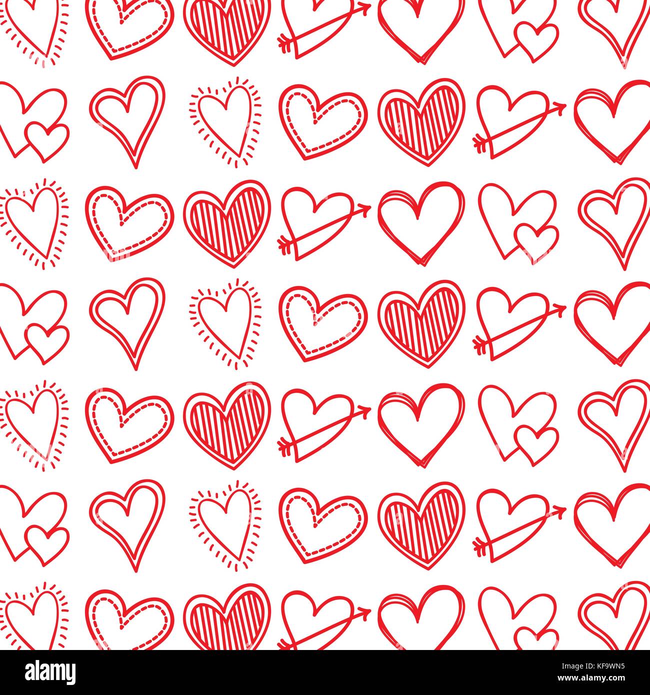 beautiful seamless romantic pattern with hearts vector illustration ...