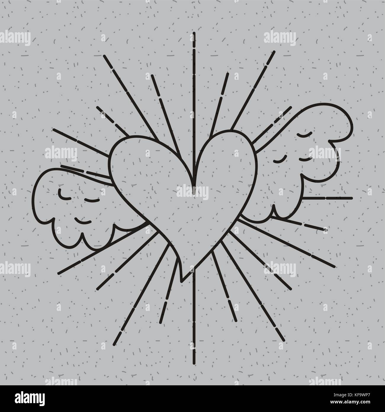 outline heart love with wings tattoo decoration vector illustration Stock  Vector Image & Art - Alamy