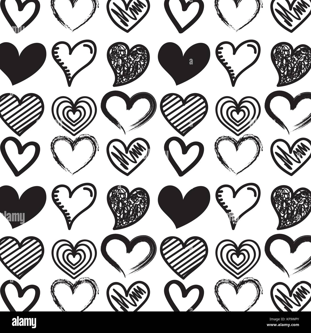 beautiful seamless romantic pattern with hearts vector illustration ...