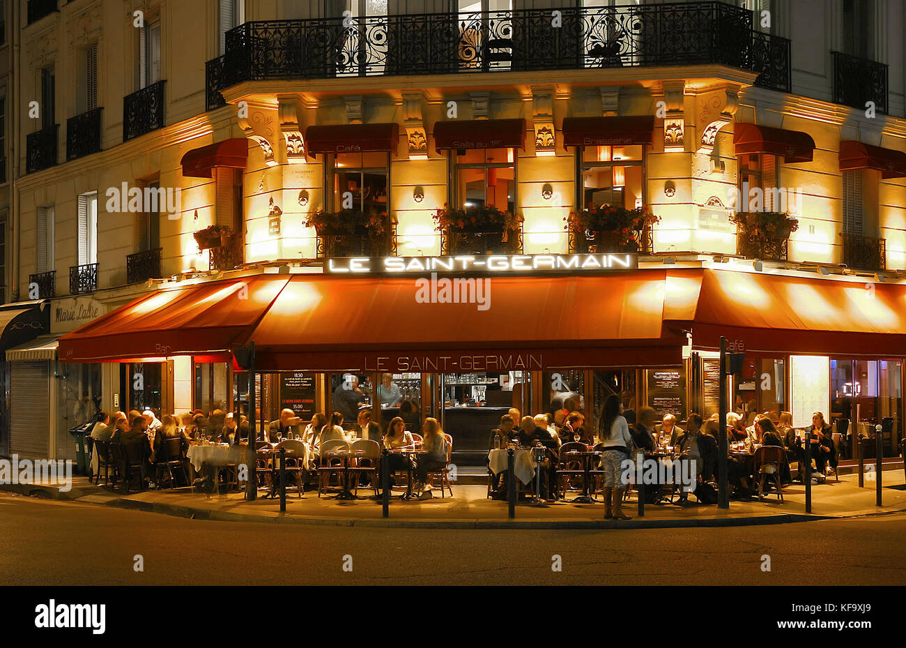 The famous cafe Saint Germain at night,Paris, France Stock Photo - Alamy
