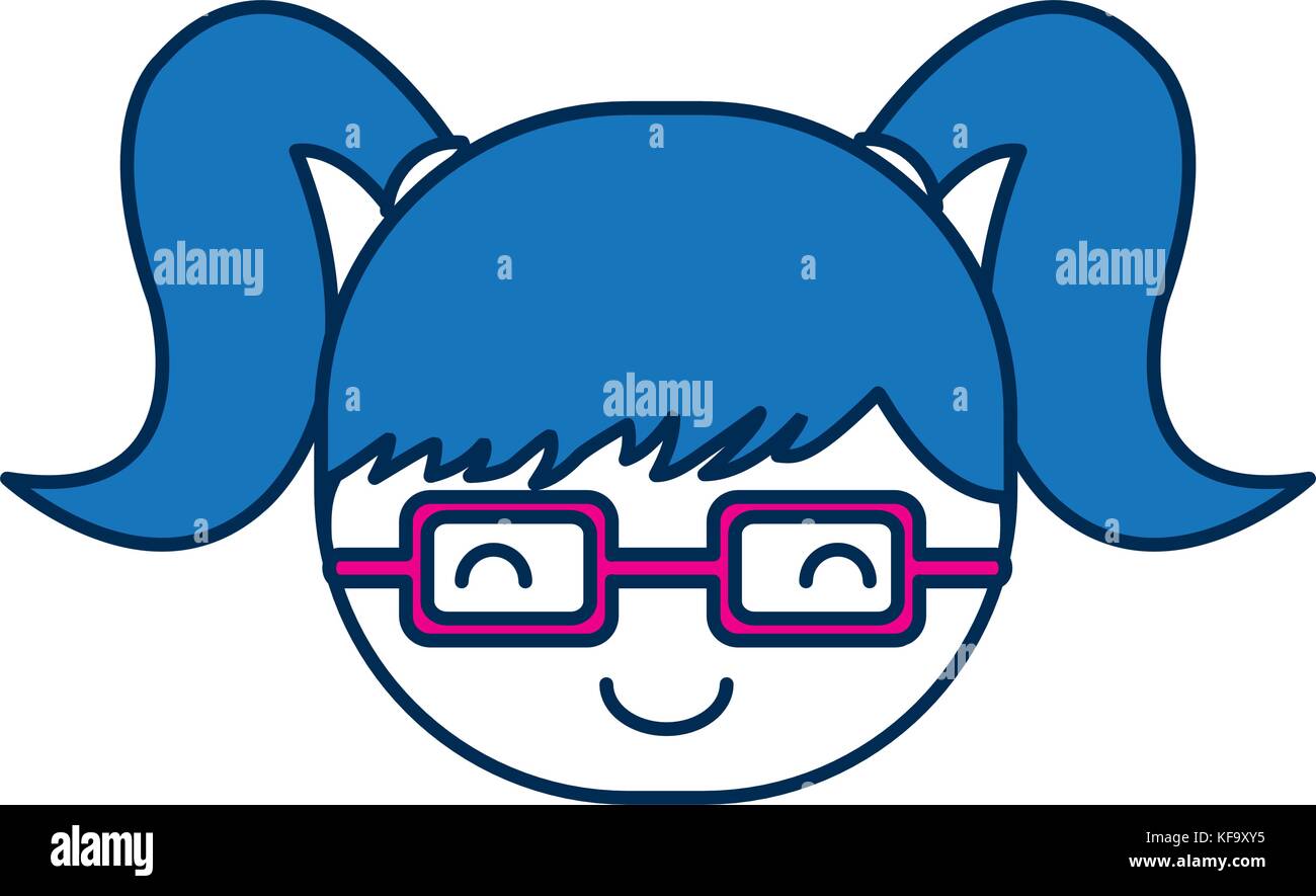 cartoon girl with glasses icon over white background vector