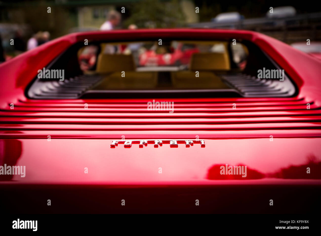 The Ferrari Testarossa (Type F110) is a 12-cylinder mid-engine sports car manufactured by Ferrari, which went into production in 1984 Stock Photo